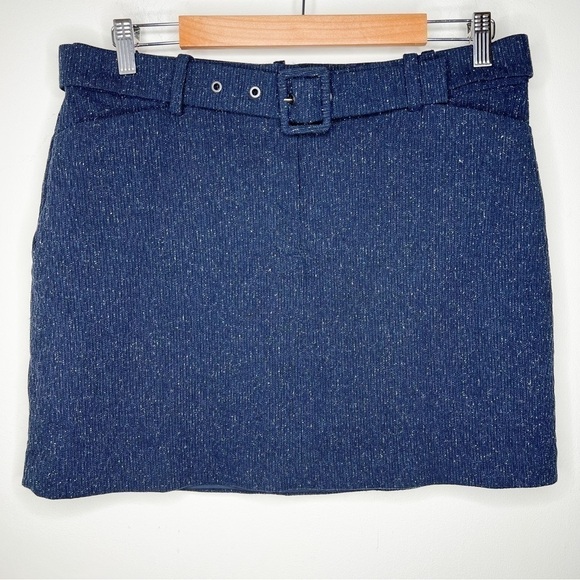 Theory Blue Belted Mini Skirt Size 12 - Picture 1 of 6